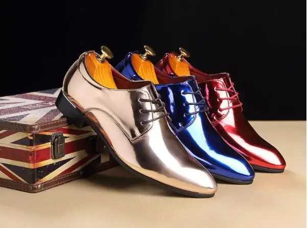 Shinny Gold sapato masculino oxford shoes for men fashion male mens pointed toe dress wedding office brogues suit flats | Обувь