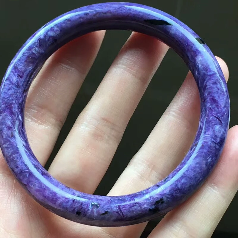 Женский браслет 55 мм из натурального фиолетового камня диаметр мм|Гибкие и