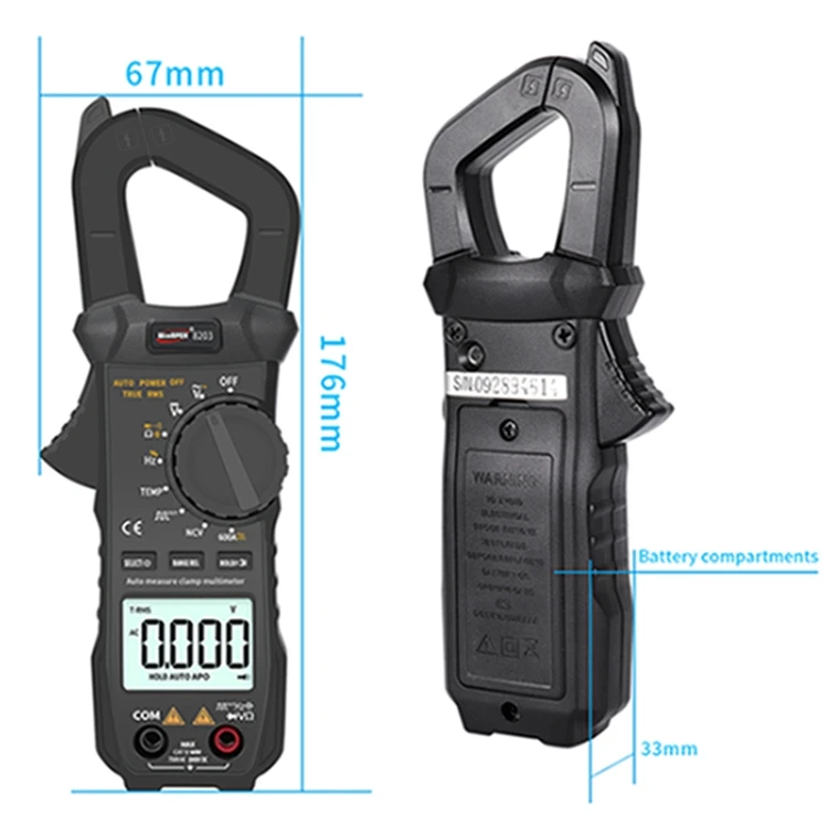WinAPEX 600A цифровой токоизмерительный прибор с ЖК-дисплеем AutoRange AC/DC Ток Напряжение сопротивление емкость квадратный темп True RMS тест фонарик