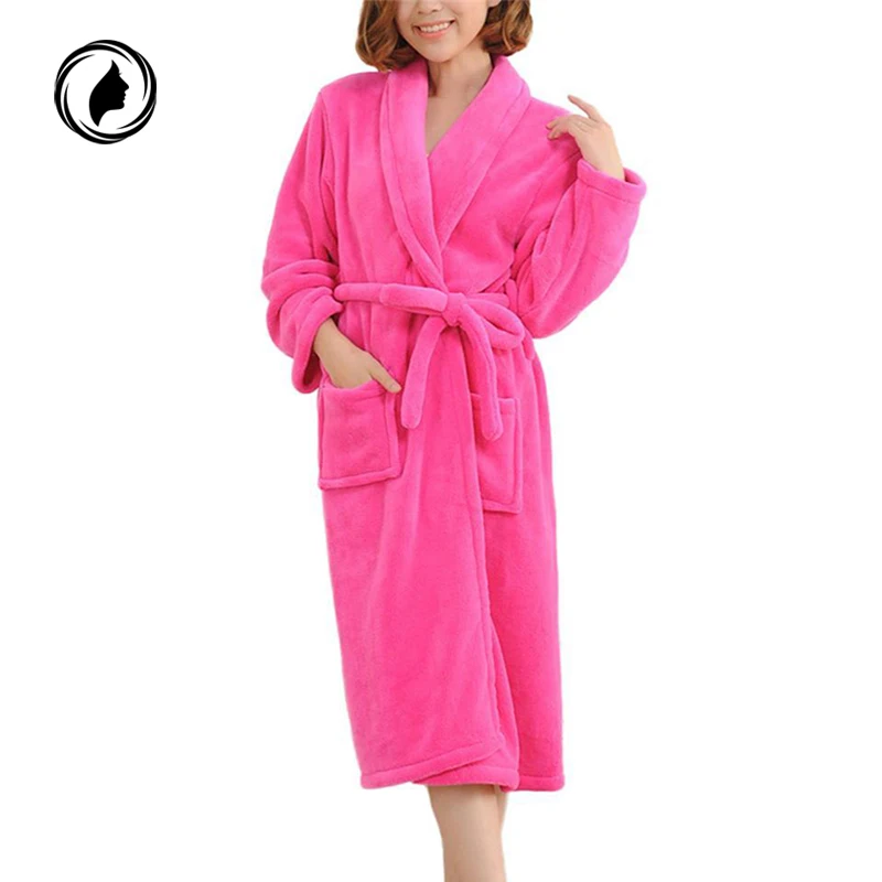 Long Bathrobes Women Robe Autumn Winter Warm Sleeve Flannel Female Sleepwear Lounges Homewear Pyjamas Nightdress | Женская одежда