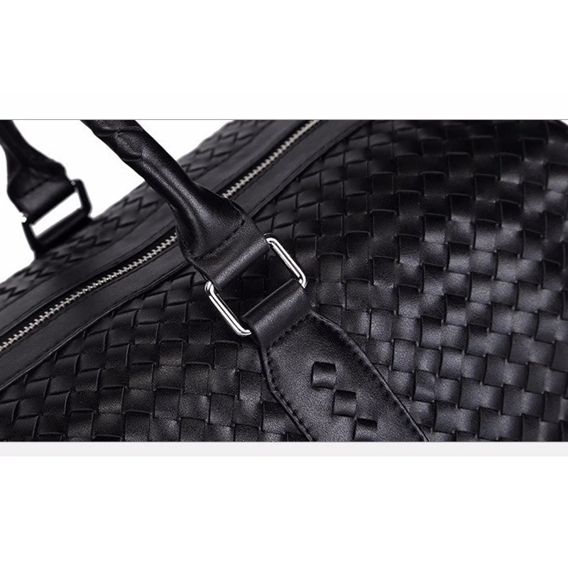 2019 модные кожаные тканые мужские дорожные сумки черные мужские/женские через