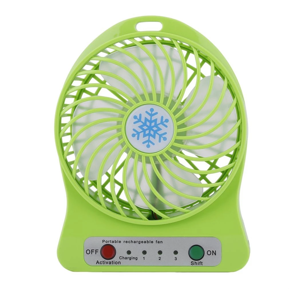 green Портативный мини-usb Вентилятор cooler Перезаряжаемые 4-дюймовый 3 Скорость usb вентилятор Портативный с 18650 литий-ионный аккумулятор Батарея - Цвет: green