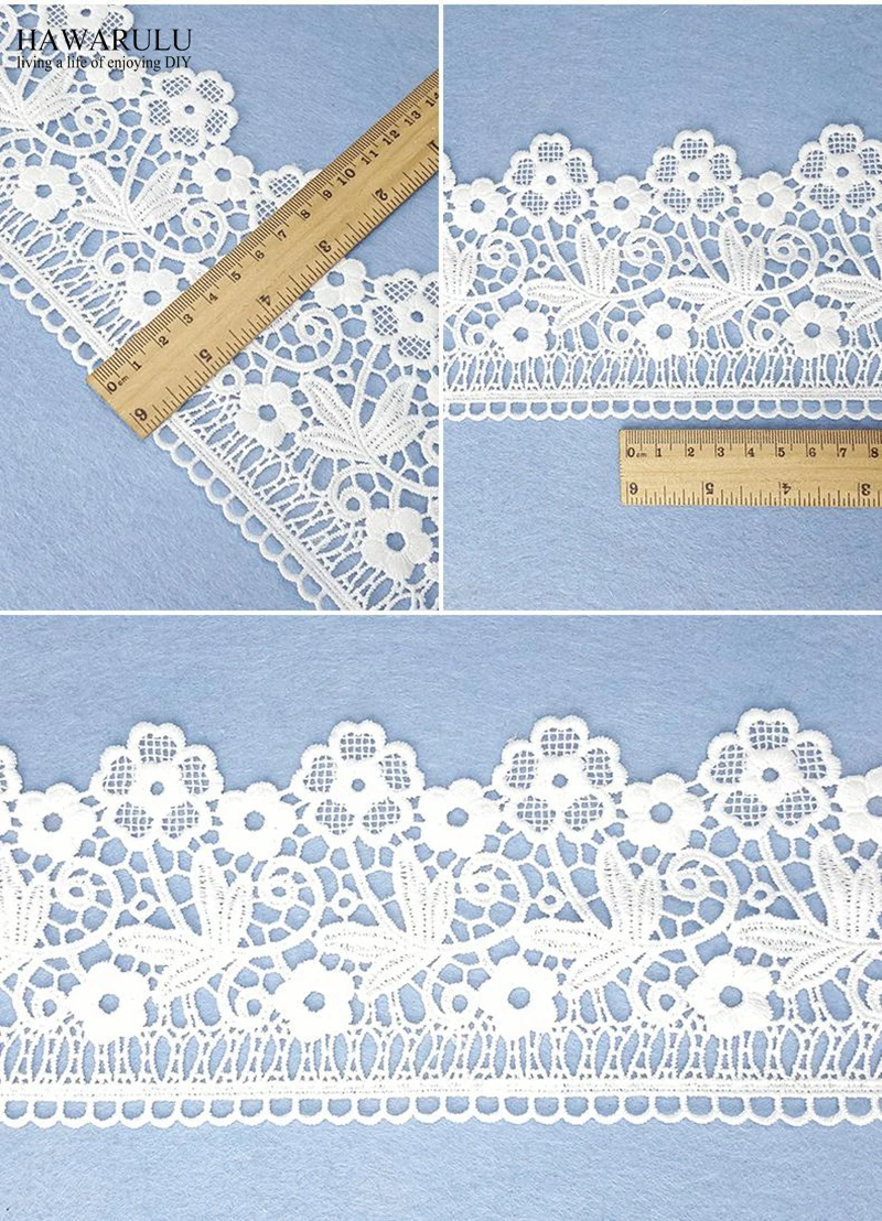 

10yard 9.8cm african white lace fabric ribbon 2019 high quality lace wedding decoration trim DIY New hollow milk silk embroidery