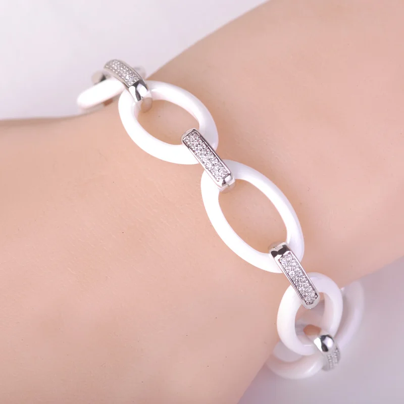 Личность Белый Кластеров Овальный Керамический Браслет Для Женщины Человек 18 К