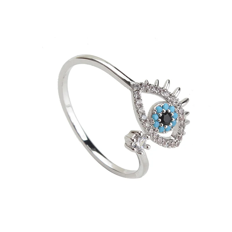 Кольца Lucky Eye от сглаза, медное микро кольцо с кубическим цирконием, ювелирные изделия, регулируемое женское кольцо, подарки, ювелирные изделия EY3472