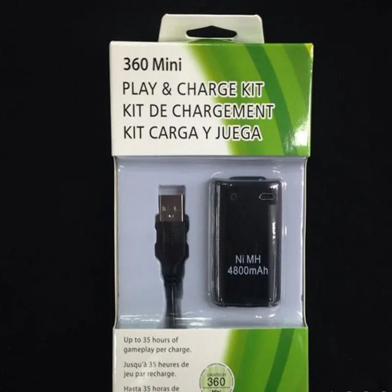 С коробкой 4800 мАч аккумулятор для XBOX 360 беспроводной контроллер с кабелем|battery