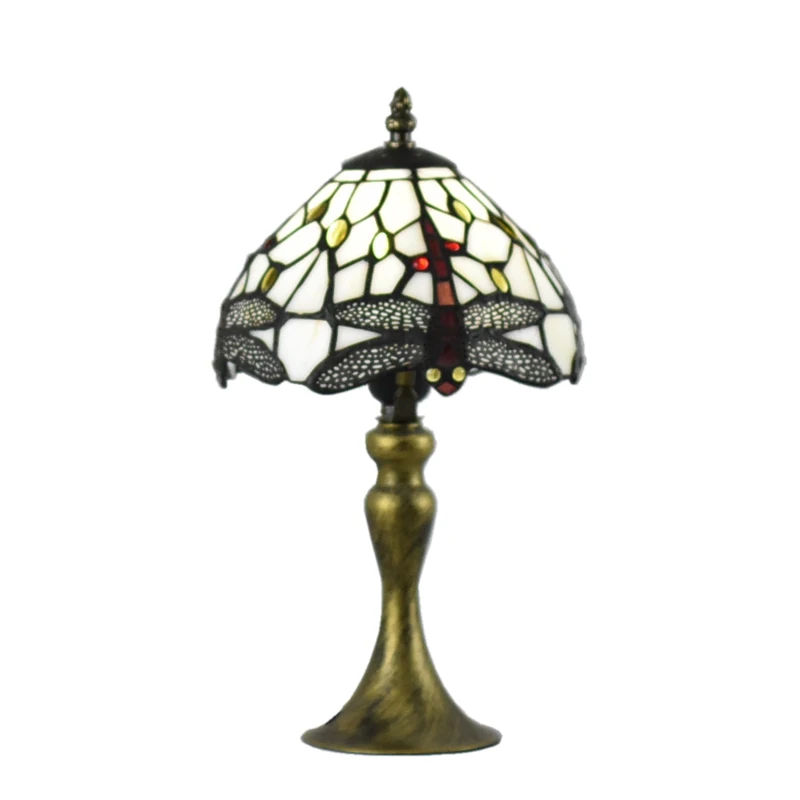 Лампа в стиле Тиффани ночник стрекоза 8 дюймов маленькое голубое стекло