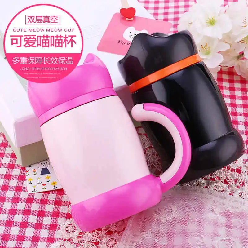 RUIDA 420 мл модные кружка с изображением кошачьей мордочки двойной нержавеющая