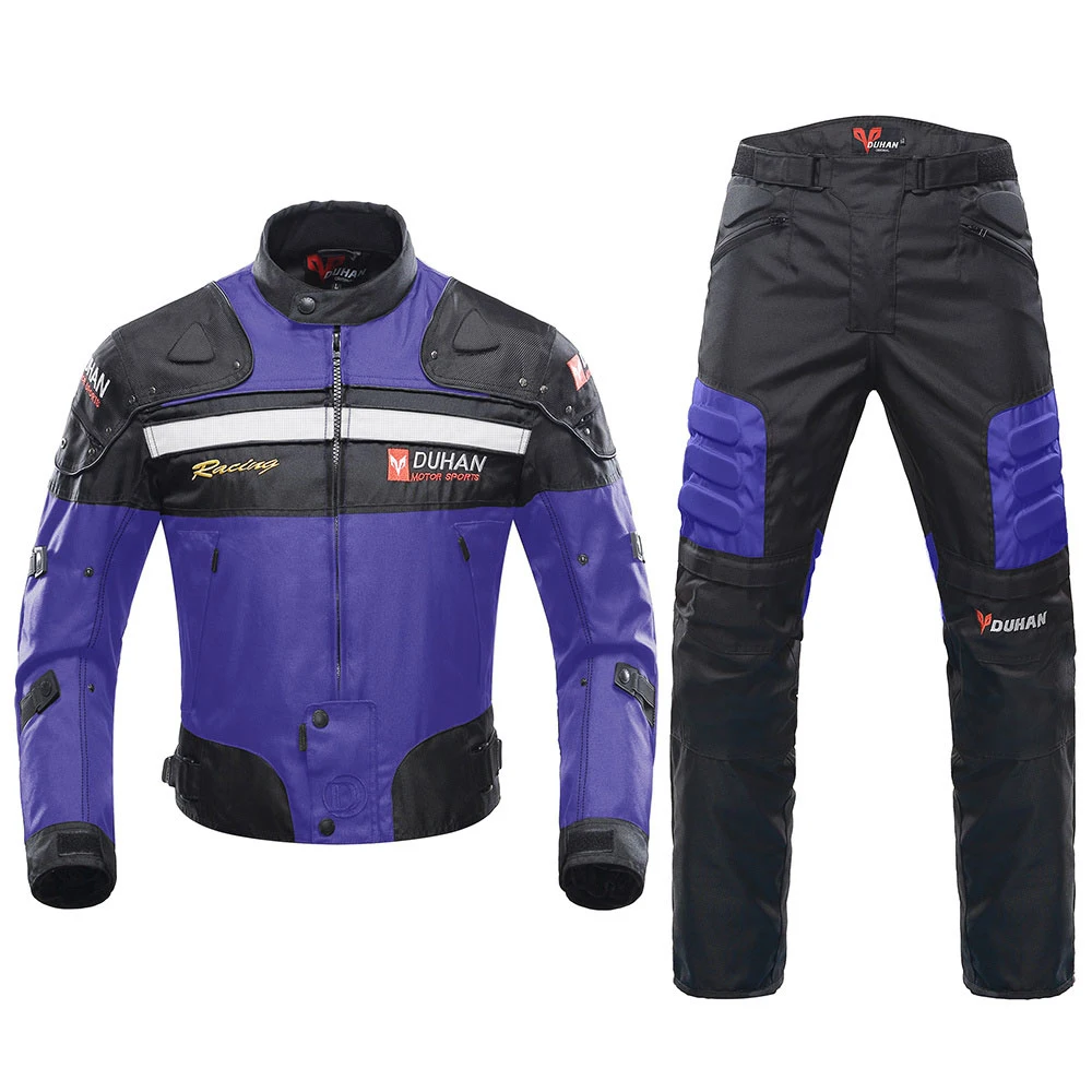 D-020 blue suit DUHAN мотоциклетная куртка костюм для мотокросса куртка и брюки мото куртка защитное снаряжение броня Мужская мотоциклетная одежда - Цвет: D-020 blue suit