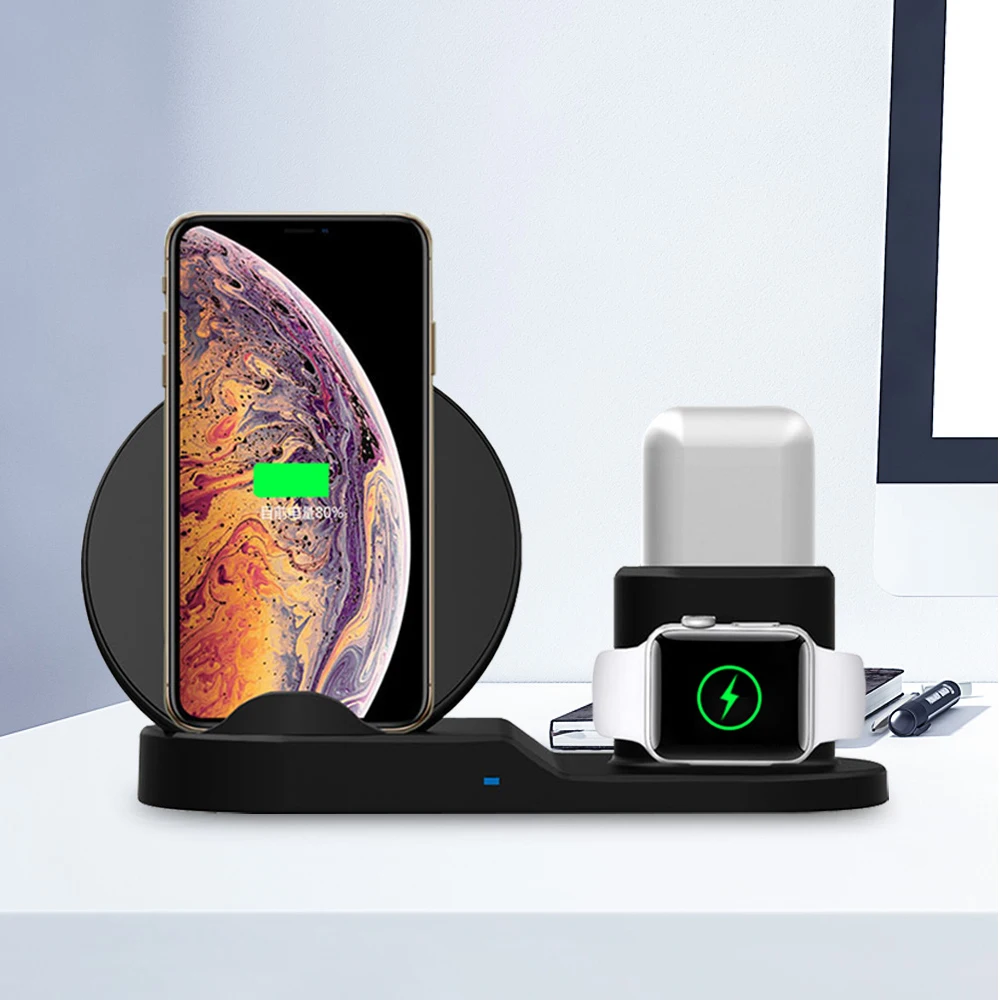 Ascromy беспроводной Qi держатель телефона зарядное устройство 10 Вт для Apple Watch Series 4 3 2 Iphone XS MAX XR 8 Plus X 8+ Iwatch Airpods pad Dock