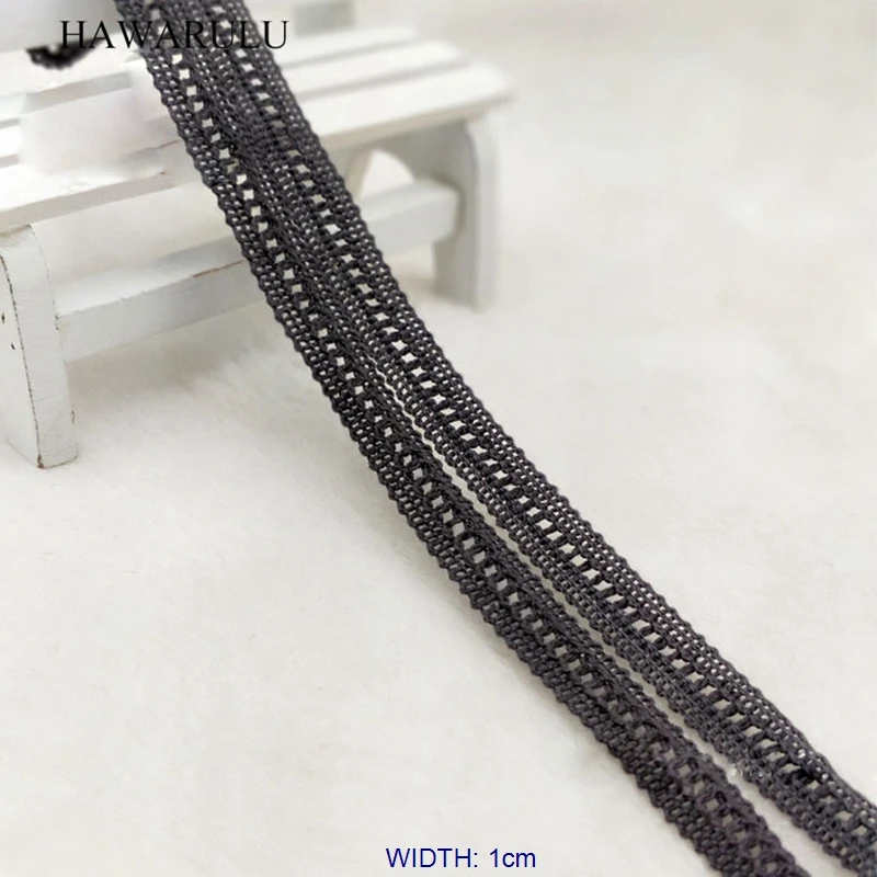 

HAWARULU 100yard 1cm Handmade DIY Black Double Ladder Barcode Collar Lace Trim Clothing Accessories Christmas Hallowmas Wedding