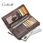 CONTACT'S Мужской кошелек из натуральной кожи с отделениями для телефона, карт и денег, в винтажном стиле мужские длинные кошельк 2019