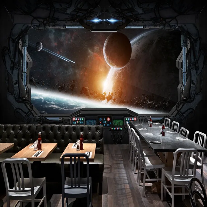 

photo wallpaper Custom 3D stereo murals personality universe space capsule spacecraft restaurant mural bar background wallpaper