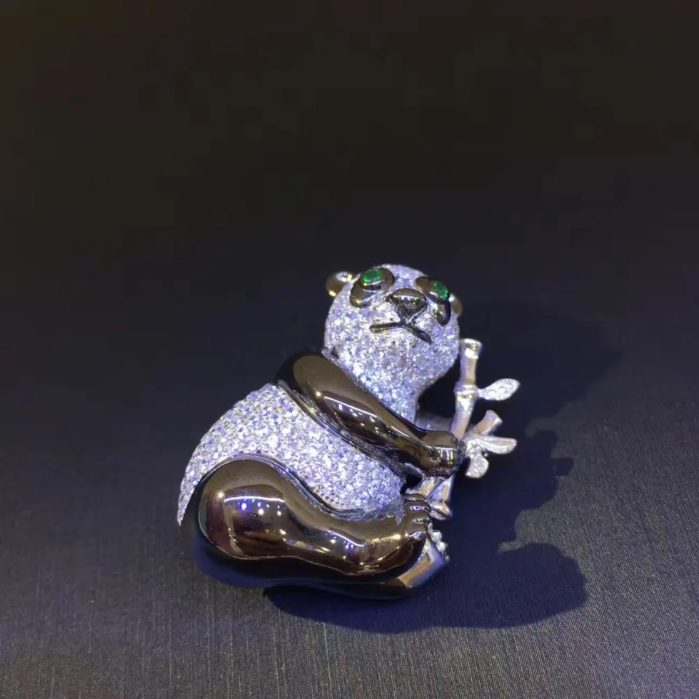 Милая унисекс брошь с пандой из стерлингового серебра 925 пробы кубическим