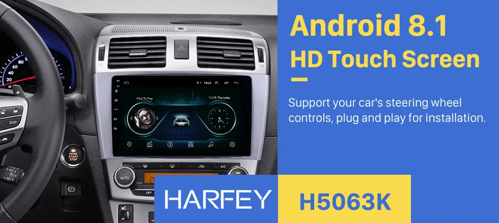 Harfey Android 8,1 gps навигация радио для 2009-2013 Toyota AVENSIS с Bluetooth SWC поддержка DVR USB " Автомобильный мультимедийный плеер