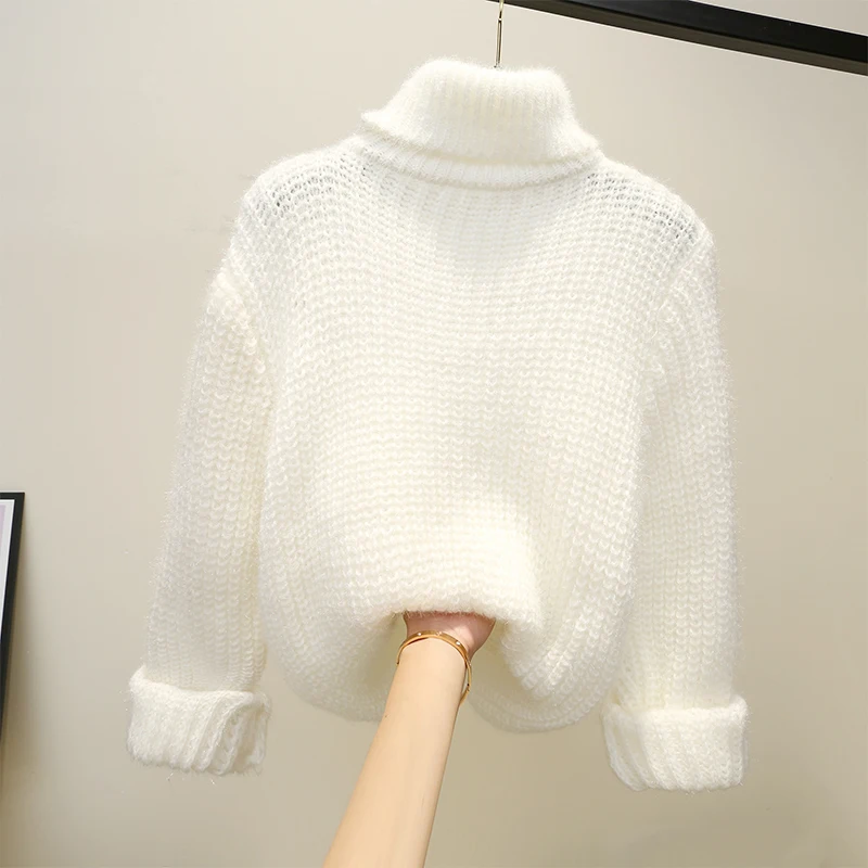 Women Solid Turtleneck Sweater Pullover Oversized Winter Warm Long Sleeve Knitted Fashion Tops Jersey Mujer | Женская одежда