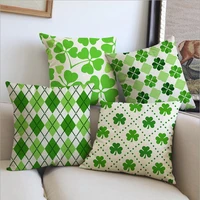 clover cushion cover 43x43cm cotton linen green home decorative geometric pillow cover for sofa bedroom