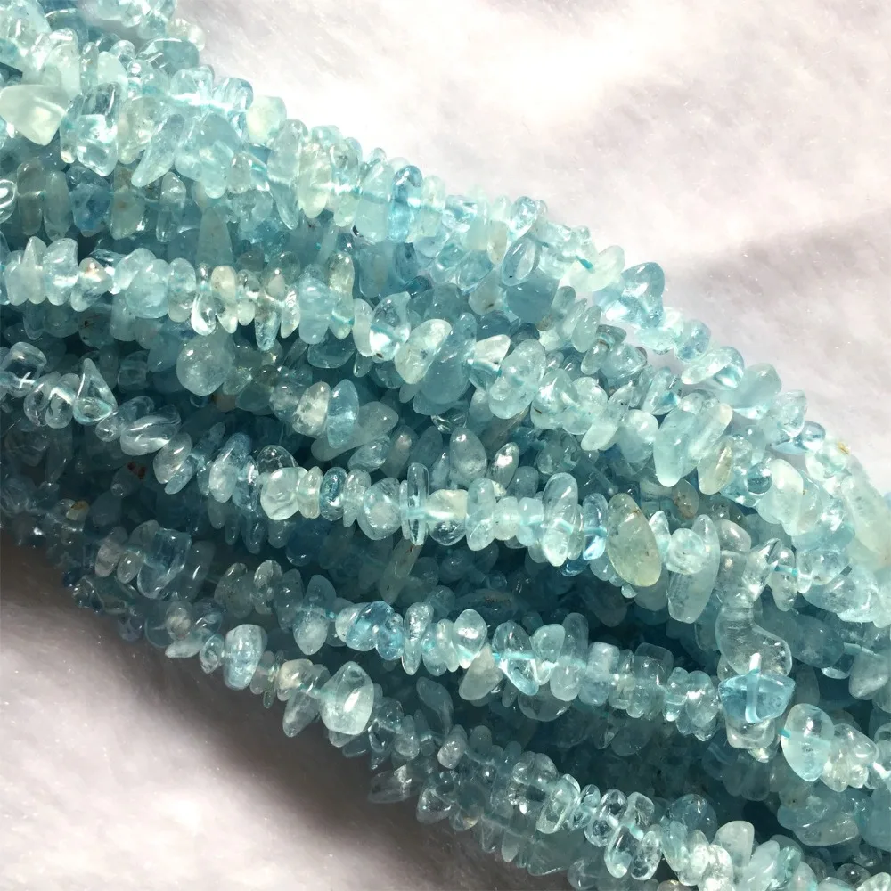 Высококачественные Натуральные чистые синие аквамариновые бусины Nugget Chip Loose Beads