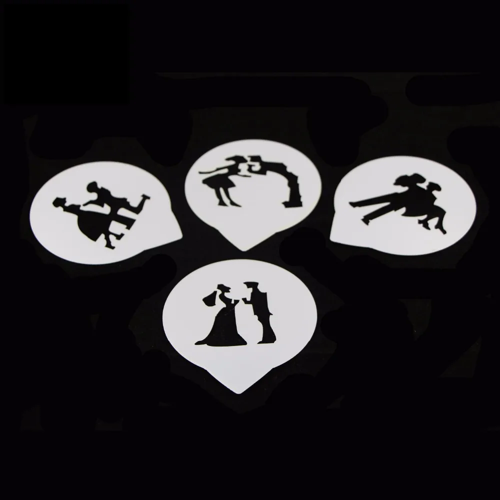 4 шт. трафарет для кофе романтические влюбленные Инструменты выпечки