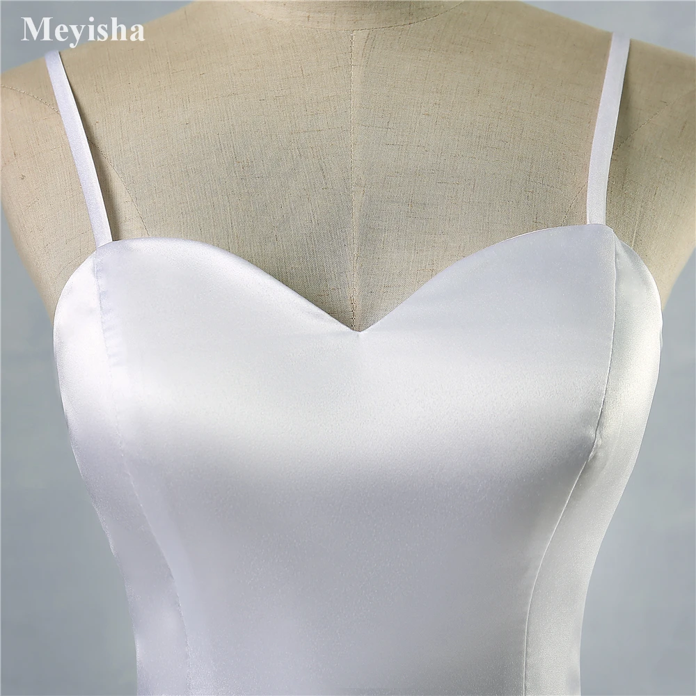 ZJ9086 Спагетти ремень пляж торжественные платья 2019 простой белый тюль свадебное