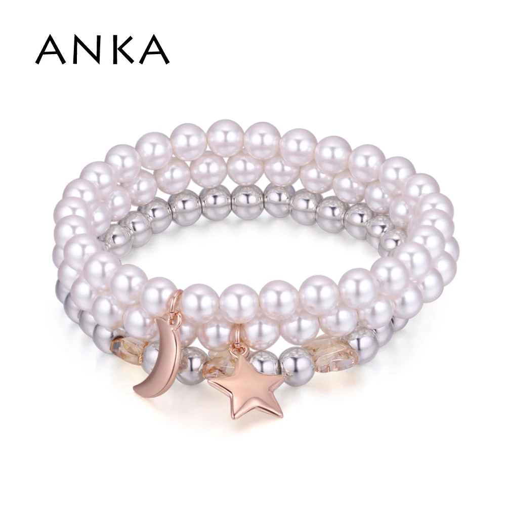 

ANKA Hot New Star With Moon Crystal Strand Bracelets For Women Jewelry Charm Pearl Bracelet Crystals from Austria #132307