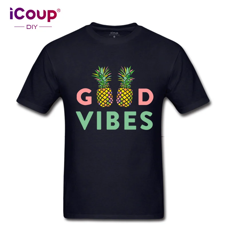 ICoup мужские ананасы GOOD VIBES из 100% хлопка с коротким рукавом | Мужская одежда