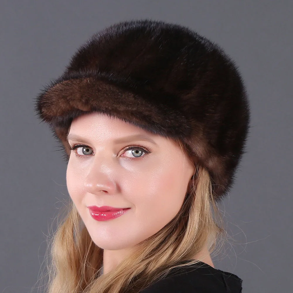 Новая зимняя женская шапка Меховой берет шапки модная норковая кашемировая