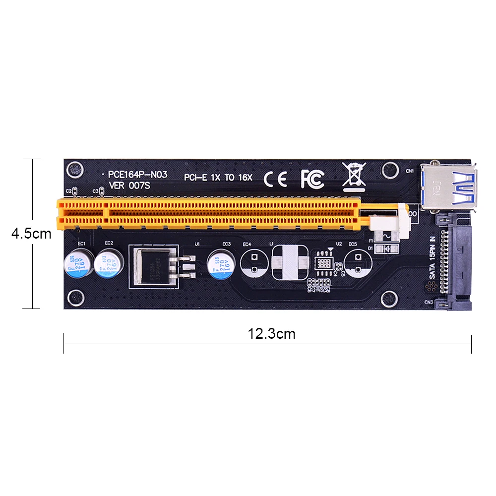 CHIPAL 10 шт. 1 м PCI-E Riser Card Черный 15Pin SATA VER007S Питание PCIE 1X к 16X удлинитель USB 3 0 кабель для