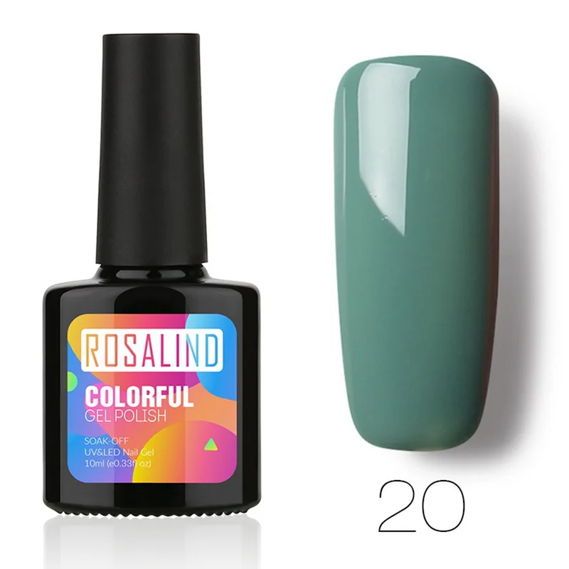 20 ROSALIND 10 мл, флакон, черный цвет Гель-лак жидкость для ногтей красочный чистый лак для ногтей гель лак здоровый гель-арт отмачиваемый гель для ногтей - Цвет: 20
