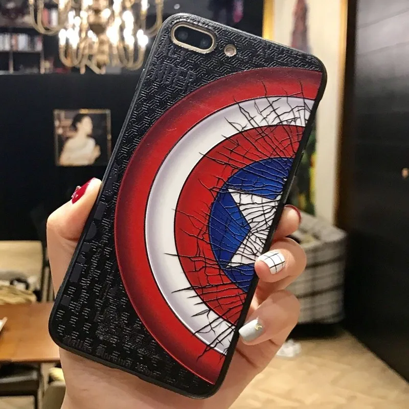 3D Рельеф Живопись чехол для iPhone X 8 7 плюс 6 6s TPU + PC Coque Супермен Человек-паук Капитан