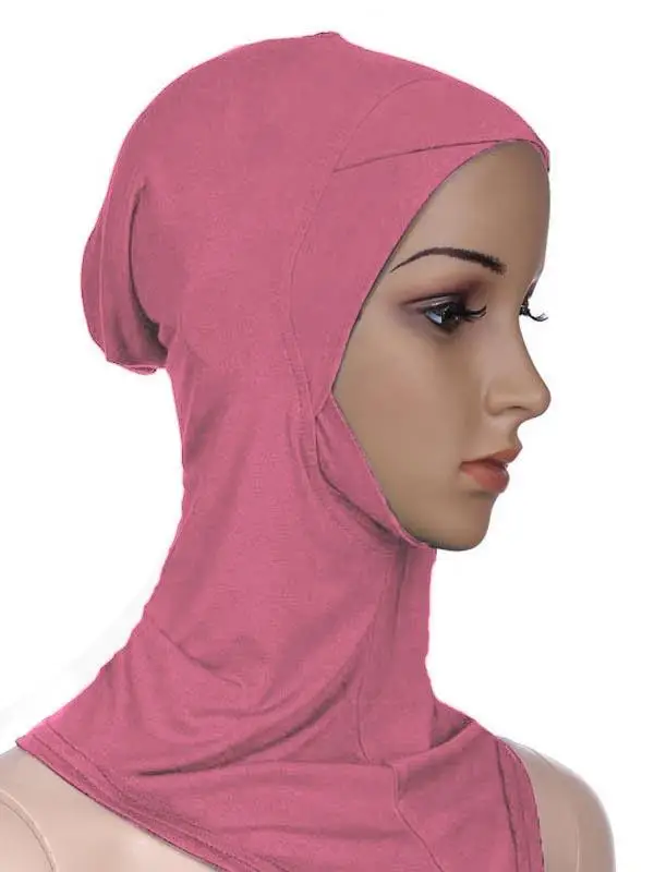 Muslim Women Under Scarf Hat Cap Soft Bone Bonnet Ninja Hijab Islamic Lady Neck Cover Niquabs Ramadan Beanies Amira Middle East - Цвет: Pink