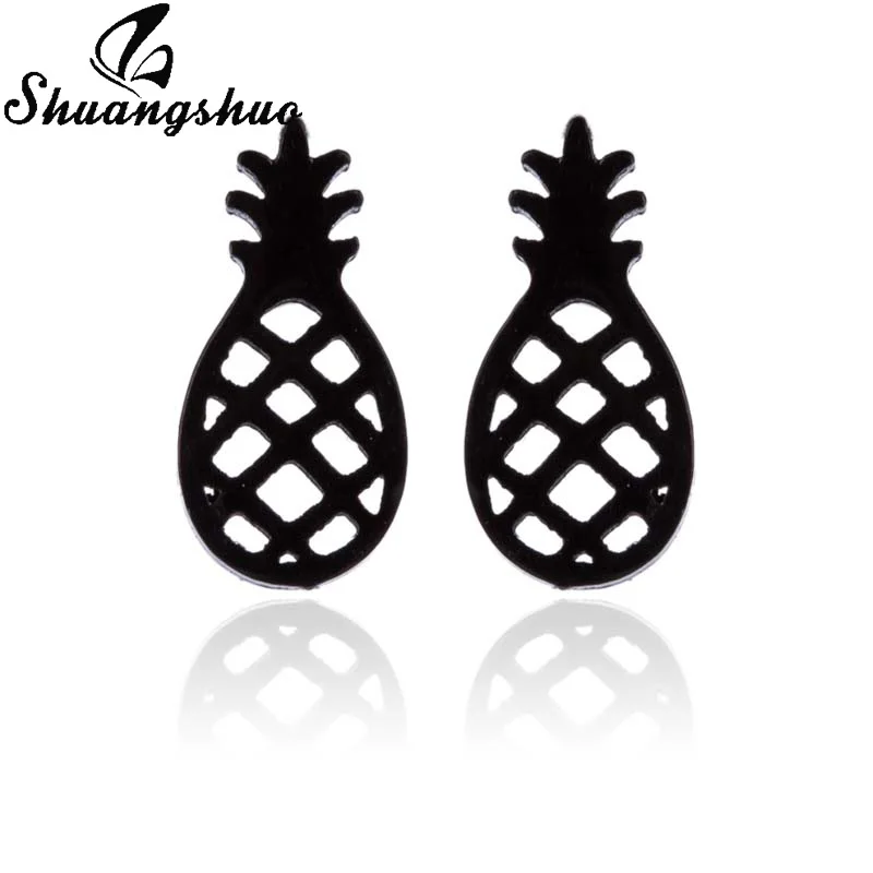 

Shuangshuo Small Fruit Pineapple Stud Earrings For Women Earings oorbellen Stainless Steel orecchini pendientes mujer