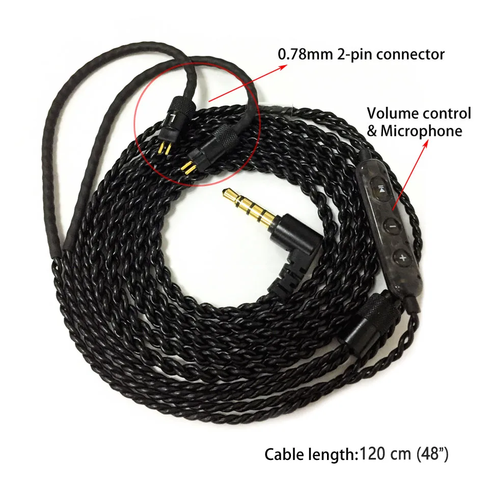 Кабель для монитора в ухо сменный плетеный кабель наушников провод IEM 0 78 мм 2