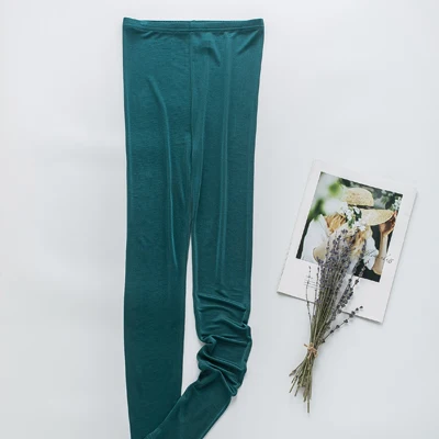K039-green Новинка, двусторонний вязаный шелк, чистый шелк, дышащие, эластичные леггинсы до щиколотки, брюки-карандаш LVFAN K039 - Цвет: K039-green