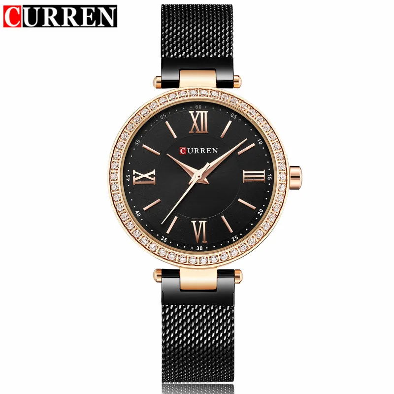 Часы Curren женские золотые черные кварцевые|wristwatch brand|wristwatch for womenwristwatch black |