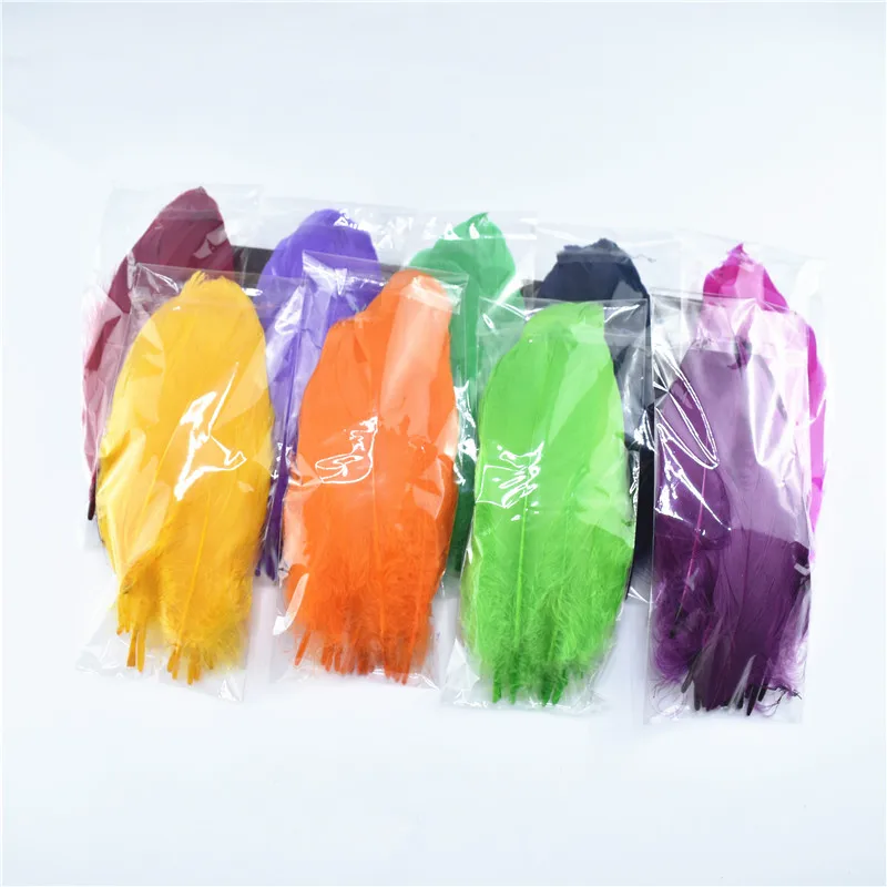 

Hot 100pcs golden goose feathers 13-18CM DIY feathers for jewelry making wedding decoration plumes clothes accessories material
