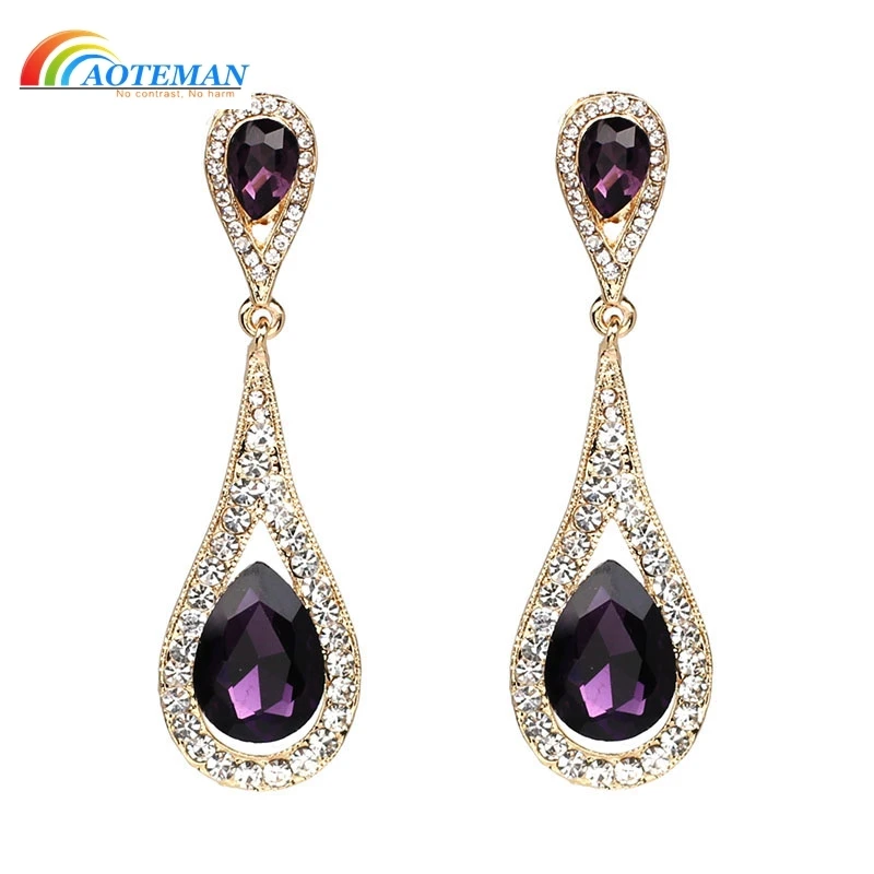 AOTEMAN 2019 новые винтажные крупные Серьги с драгоценными камнями|earrings bohemian|dangle drop