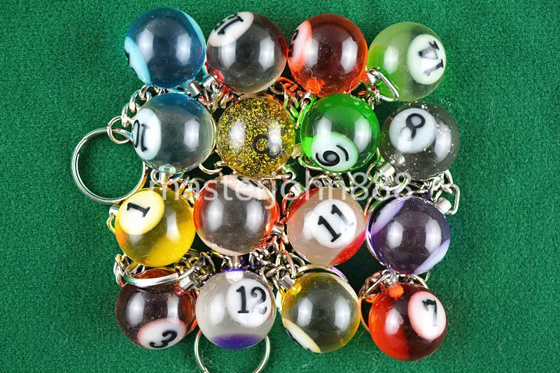 Много 16 шт. Cystal бассейн Бильярдные футбольный мяч брелок для ключей Бесплатная