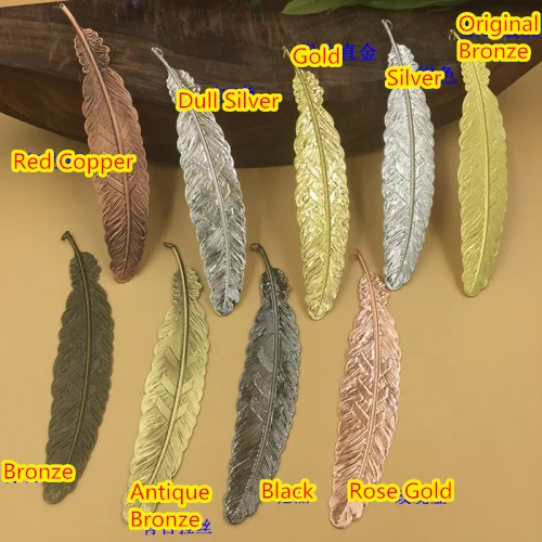 

Закладка-перо из сплава 110*24 мм, Амулеты с отверстием/кулоном из меди с античной бронзой/серебром/черным/золотым цветом