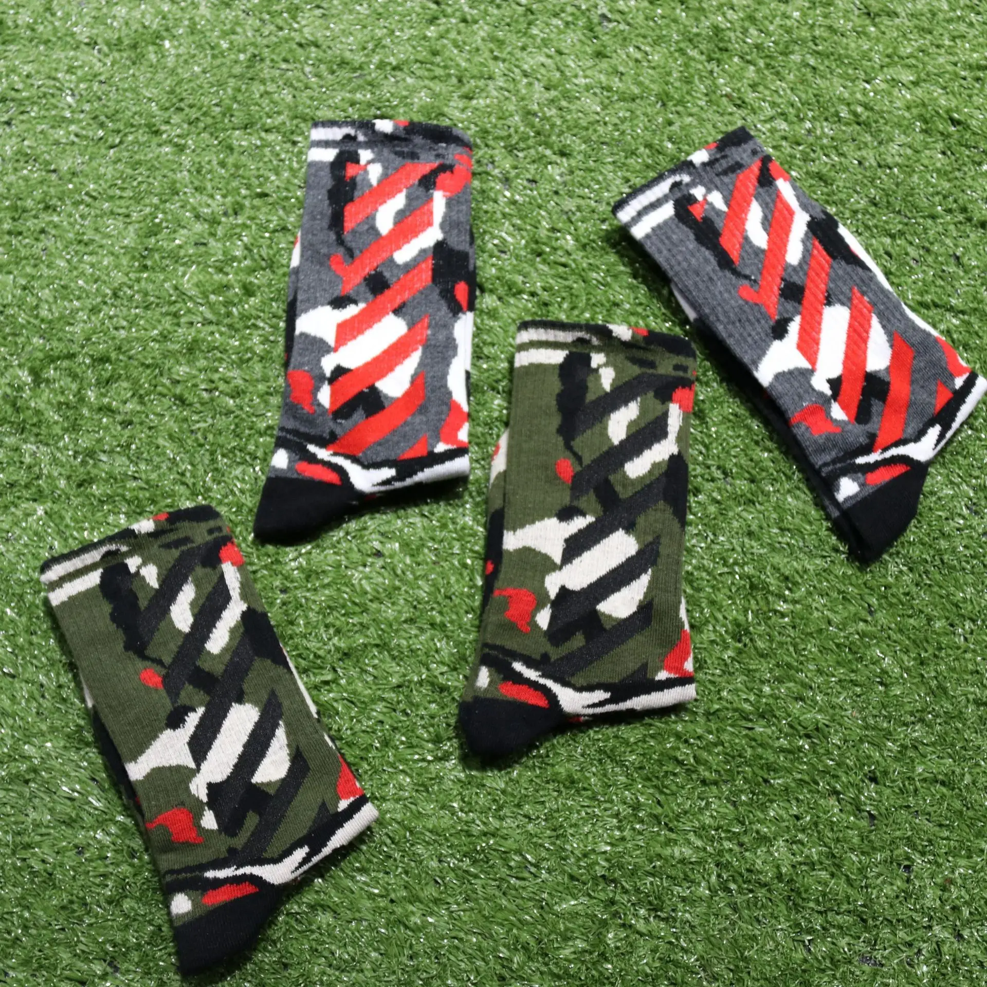 Men Women Cotton Camo Socks Skate Hip-hop Street Camouflage Slide Striped Cool Happy Funky Harajuku Streetwear Sock | Мужская одежда