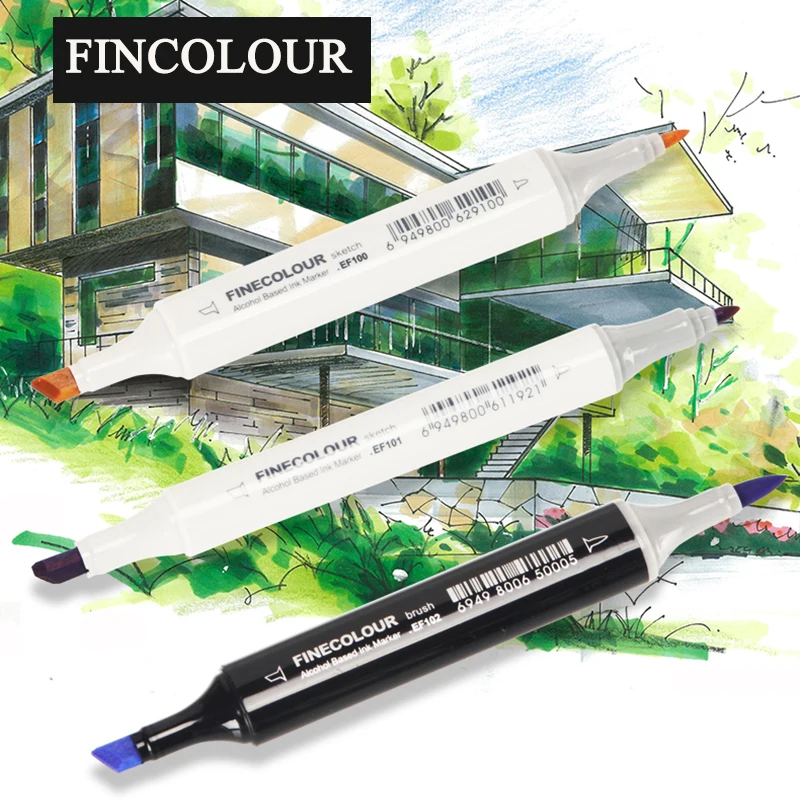 Finecolour 1/2/3 поколения алкоголь жирный с двойной мягкой головкой Марк ручка, ручка для студентов, Рисованные Костюмы кожи Цвет с изображением забавных мультфильмов Ручка Одиночный