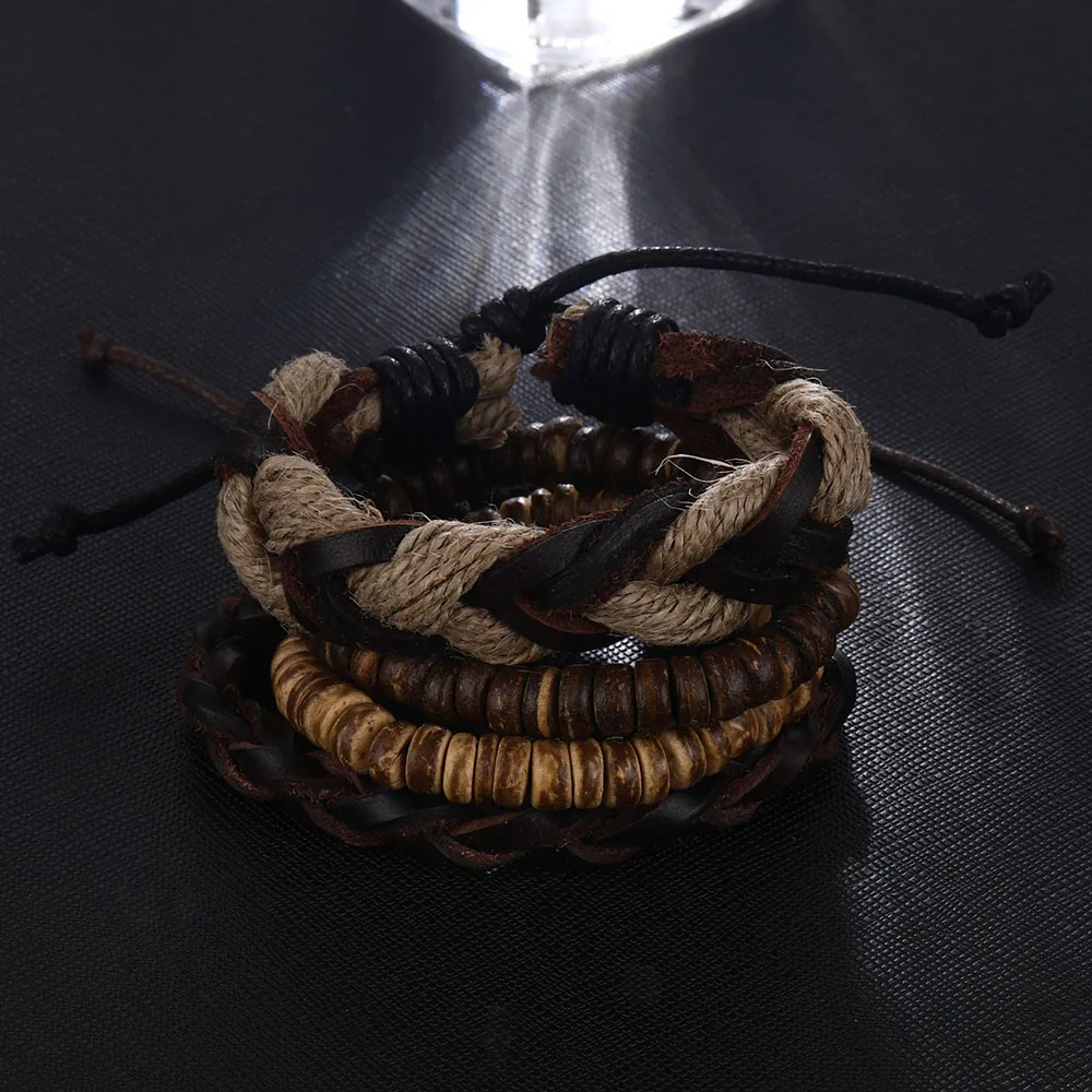 Винтажный Многослойный кожаный браслет DAXI мужские плетеные браслеты ручной