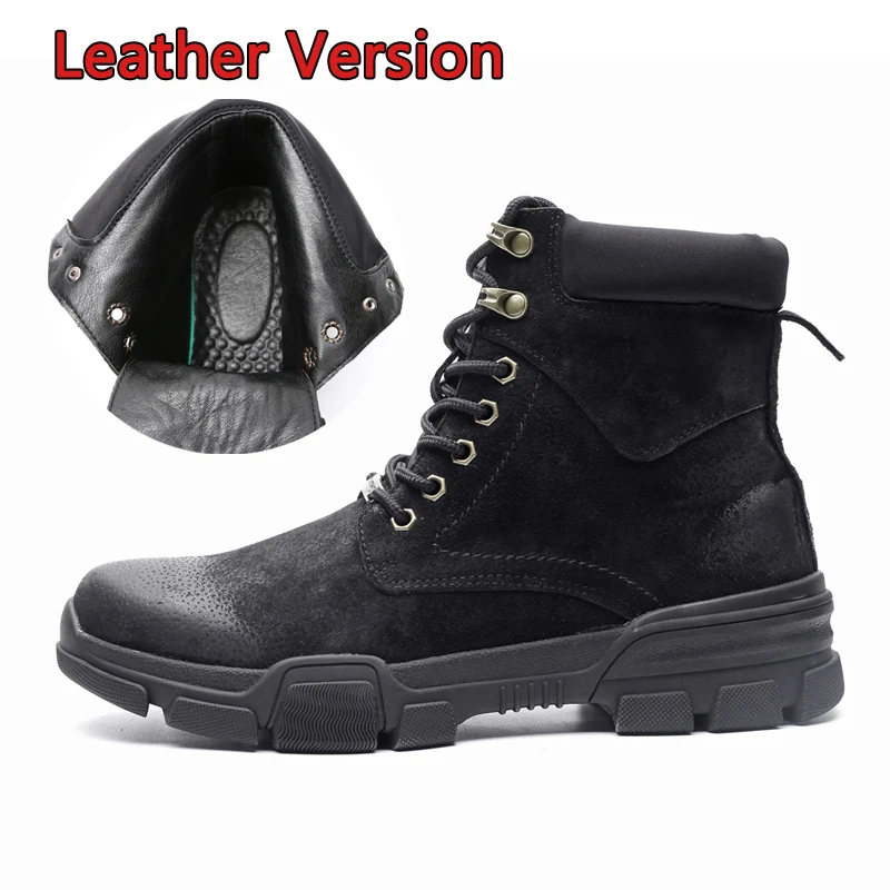 VRYHEID; Брендовые мужские ботинки из натуральной кожи; сезон осень-зима; ботильоны; модная обувь; военные ботинки; Высококачественная винтажная мужская обувь - Цвет: Black No Fluff