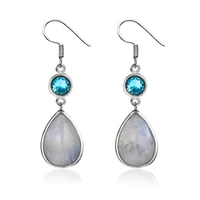 top quality womens 925 sterling silver jewelry earrings with 9x13mm natural moonstone fashion party wedding bohemia jewelry