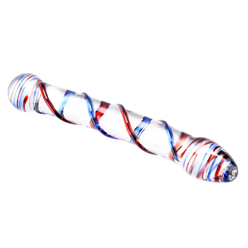 Большой точечный двойной фаллоимитатор Черного Волка стеклянный пирокс