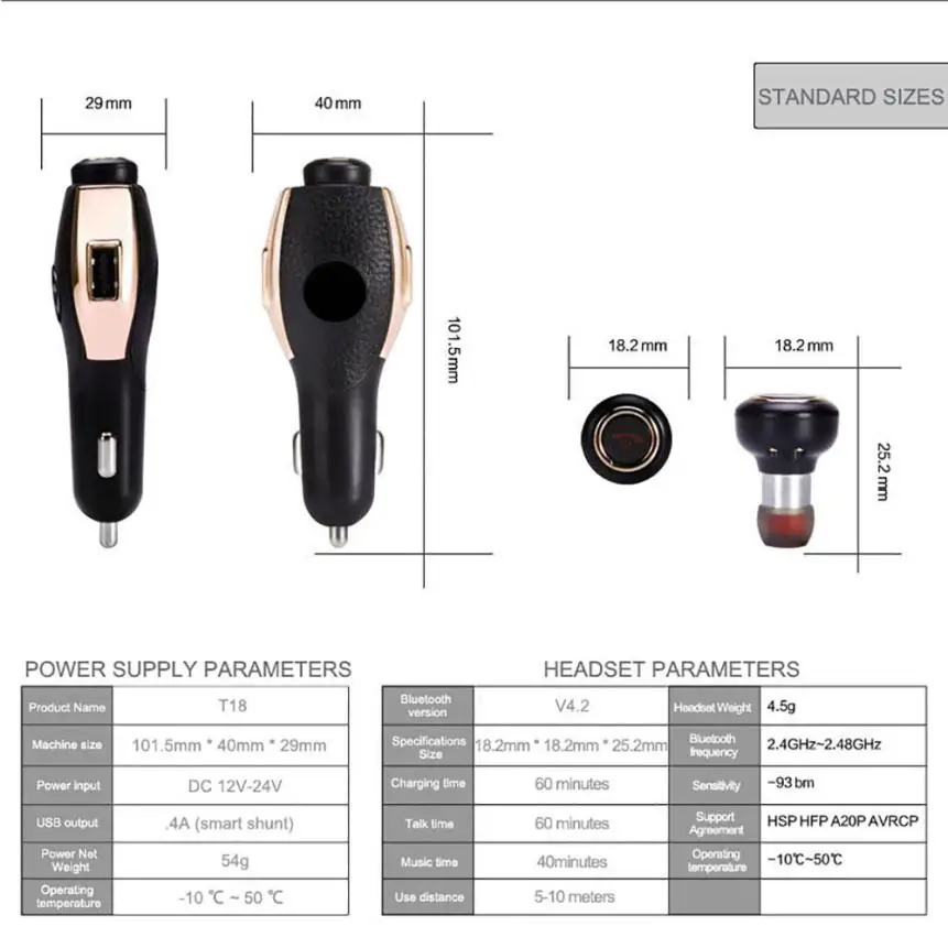 Новинка 2017 автомобильное зарядное устройство + Bluetooth 4 2 гарнитура наушники