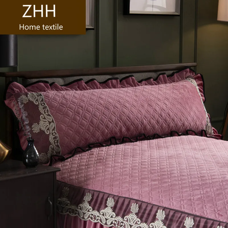 European Luxury Pillow Case for Bed Thick Cotton Cover with Embroided Lace Edge Twin Queen King Size Available | Дом и сад