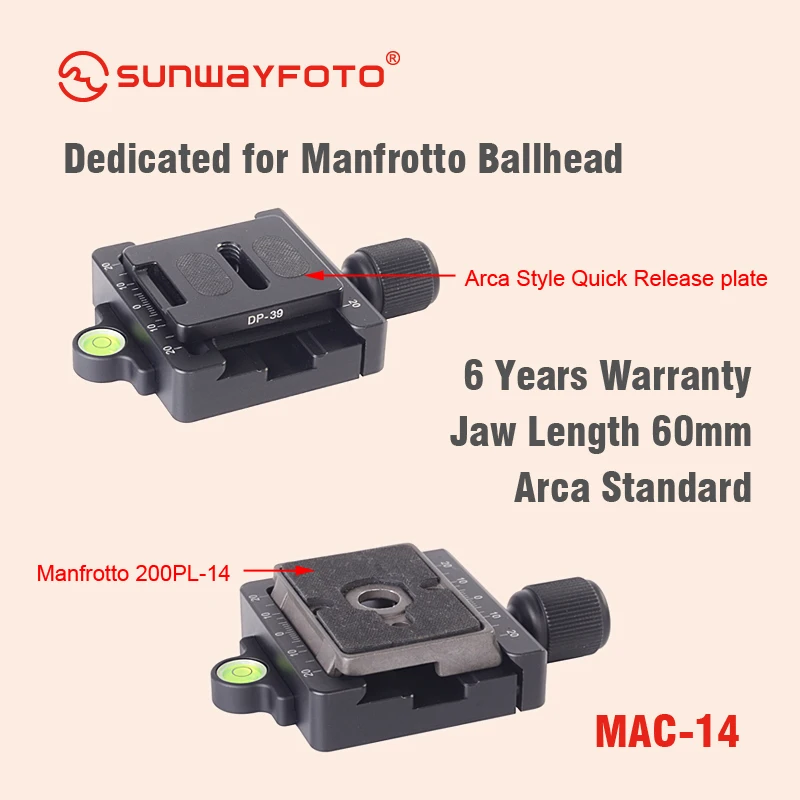 SUNWAYFOTO M AC-14 быстросъемный Зажим для Arca и Manfrotto быстросъемная Зажимная пластина
