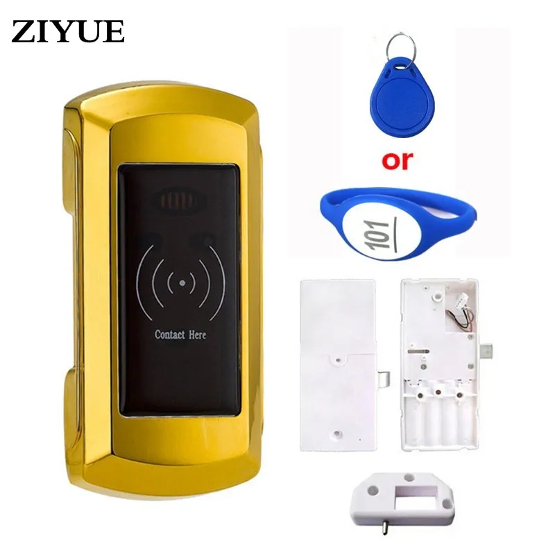 ZIYUE Rfid Электронный замок шкаф с браслетом серебряный и золотой цвет