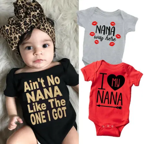 I love NANA/Милый хлопковый комбинезон для новорожденных девочек и мальчиков, комбинезон для детей, одежда для малышей, 3 цветные наряды, Новинка лета года
